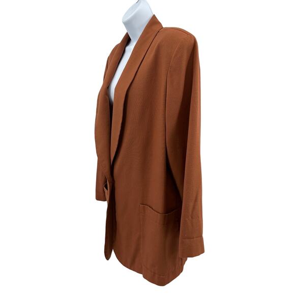 Requirements Open Front Blazer Jacket WMNS 12 Orange Single Button Long Sleeve - Picture 8 of 11